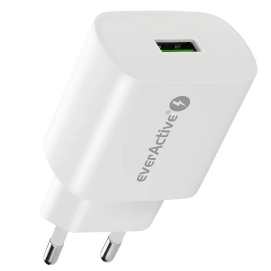 EverActive Charger Without Cable with USB-A Port 18W Quick Charge 3.0 Whites (SC-250Q)