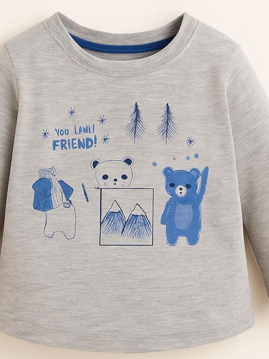 Kids' Shirt Long Sleeve Gray Cute Little Friends