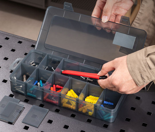 Deli Tool Compartment Organiser 12 Slot Black 26x13.5x4.4cm
