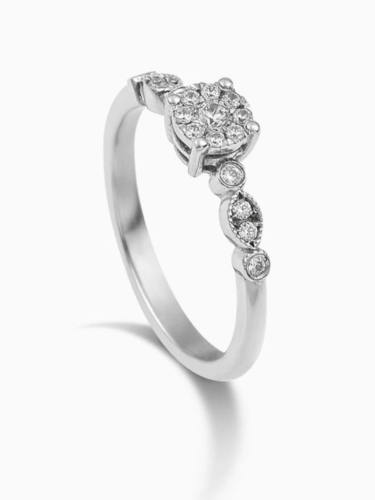 Diamond Jools Single Stone Ring From 18K White Gold Diamond Jools Single Stone Ring From 18K White Gold