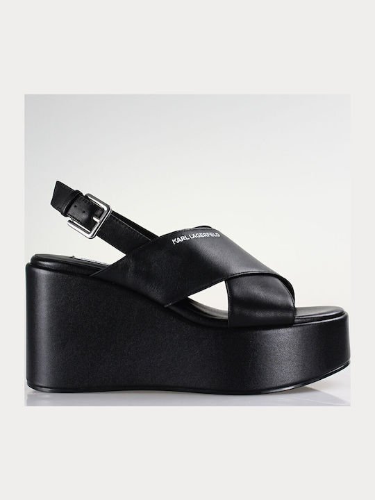 Women's Leather Platform Shoes Black