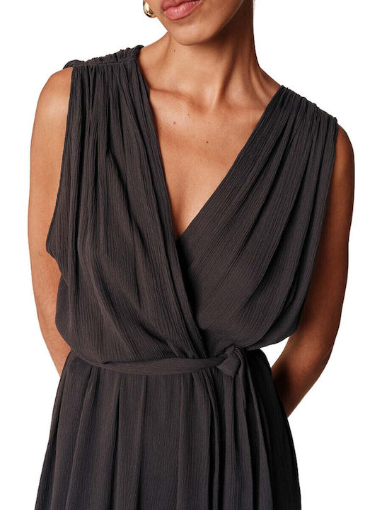 Sommer Maxi Damenkleid Wickel Anthrazit
