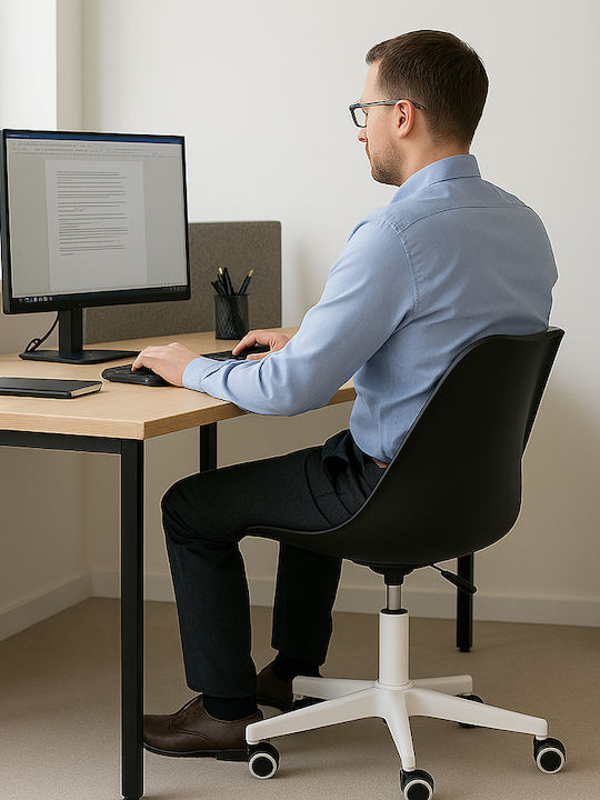 Rotating Chair Visitor with Wheels in Black Color 1pcs