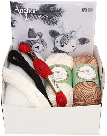 Creative Crochet Kit Ren Ursuleț Set De Crăciun Fir Umplutură Instrucțiuni Croșetă Anchor Creativa Fino