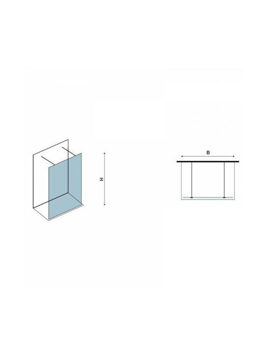 Karag Walkin 3 Σταθερό Πλαϊνό Ντουζιέρας 168x200cm Clear Glass Black