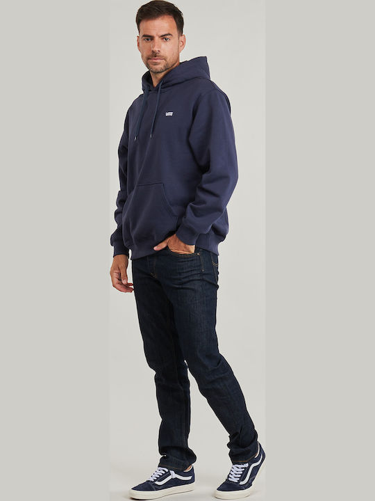 Left Chest Sweatshirt with Hood Navy Blue