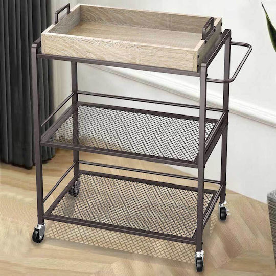 Bakaji Bakaji Metal Kitchen Trolley 3 Tiers Black 65x33x91cm