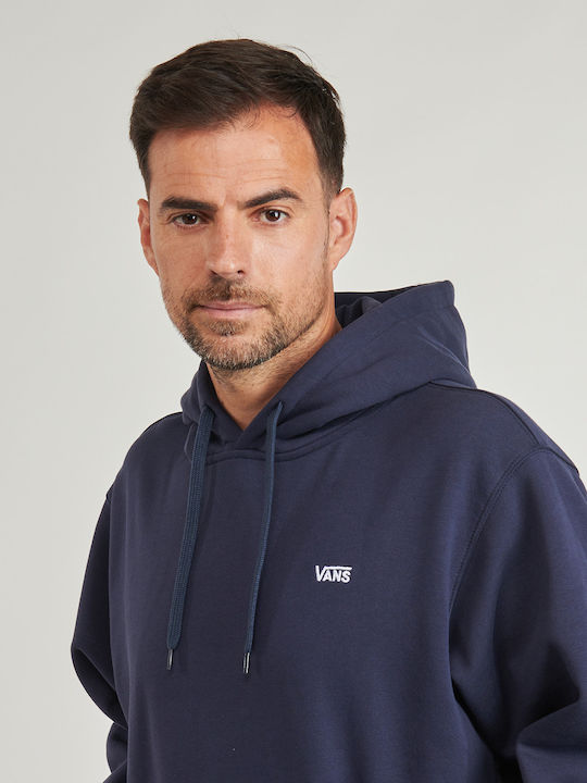 Left Chest Sweatshirt with Hood Navy Blue
