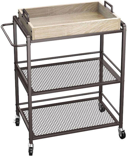 Bakaji Bakaji Metal Kitchen Trolley 3 Tiers Black 65x33x91cm