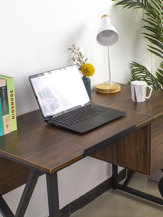 Computer Office Wooden Walnut with Metal Legs 110x55x75cm