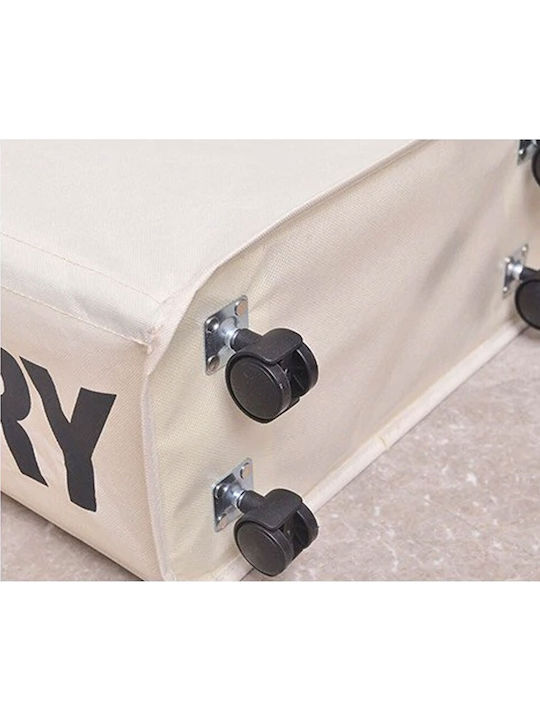 Bakaji Fabric Collapsible Laundry Basket with Cap 39x20x56cm Beige