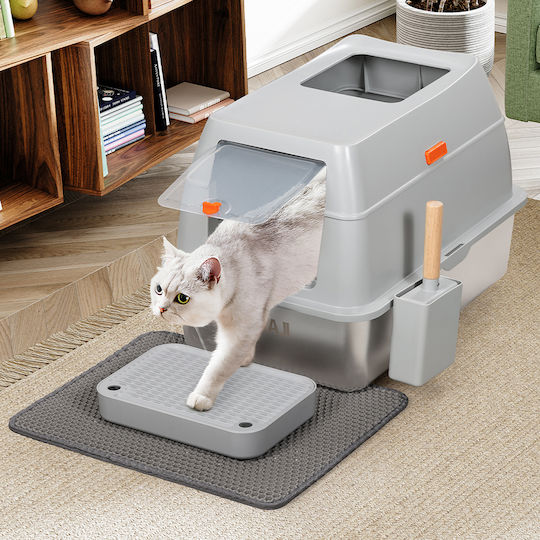 Bakaji Durable Satin Cat Litter Box 35l Door Scoop & Non-Slip Platform 59.5 X 39.5 X 15 cm 02842540