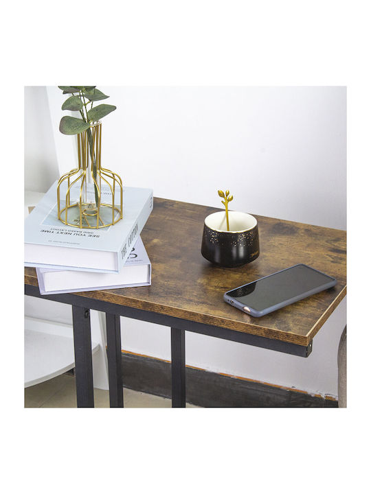 Rectangular Side Table Wooden with Wheels Black M50xW35xH62.5cm