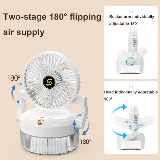 Folding Humidifying Fan USB Charging Night Light White