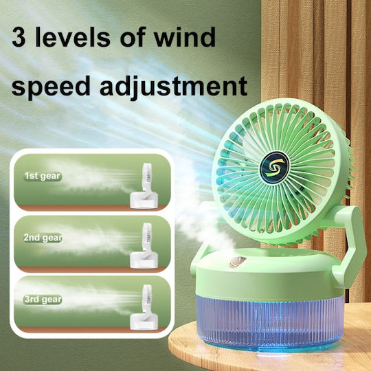 Folding Humidifying Fan USB Charging Night Light White