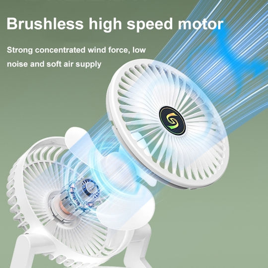 Folding Humidifying Fan USB Charging Night Light White