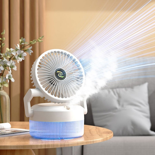 Folding Humidifying Fan USB Charging Night Light White