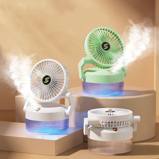 Folding Humidifying Fan USB Charging Night Light White