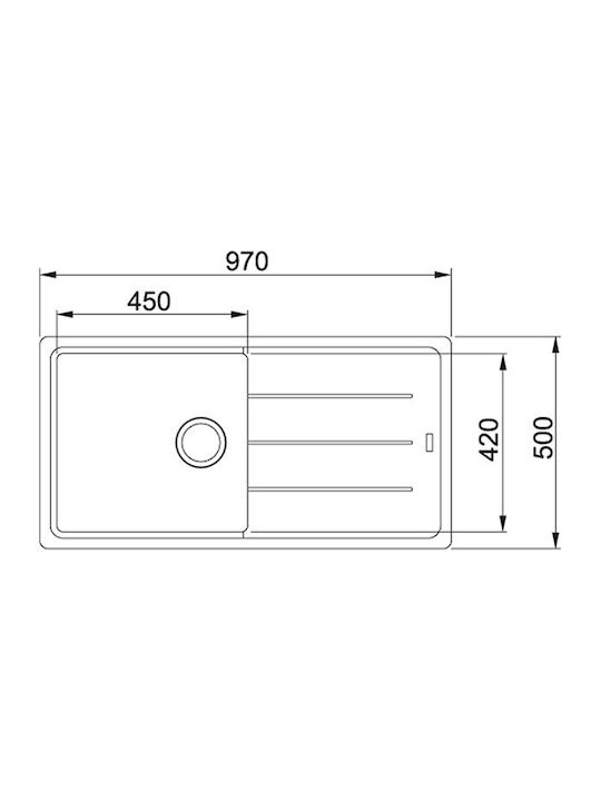 Franke Basis Bfg 611-97 1140564408 Drop-In Sink Synthetic Granite W97xD50cm Oyster