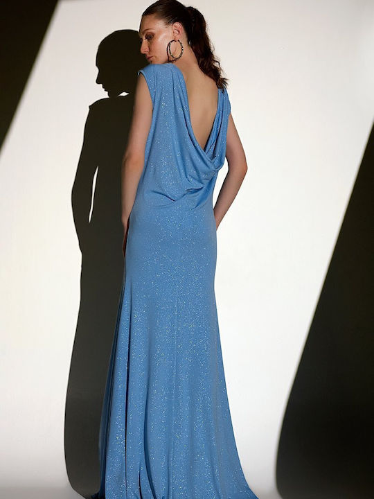 Rochie Maxi de Seară Albastru Deschis