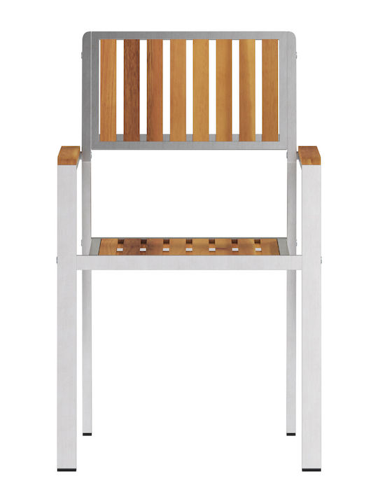 Outdoor Chair Wooden Silver, Brown