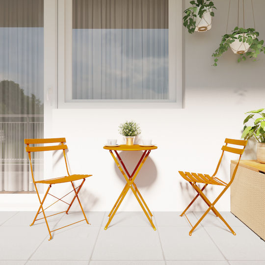 Scaun de exterior Metalic Mustard 2buc 42x42cm