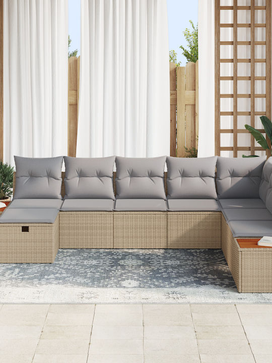 Corner Sofa Outdoor Rattan with Pillows 55x62x69cm