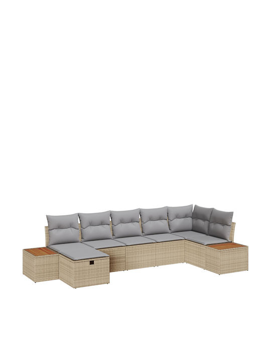 Corner Sofa Outdoor Rattan with Pillows 55x62x69cm