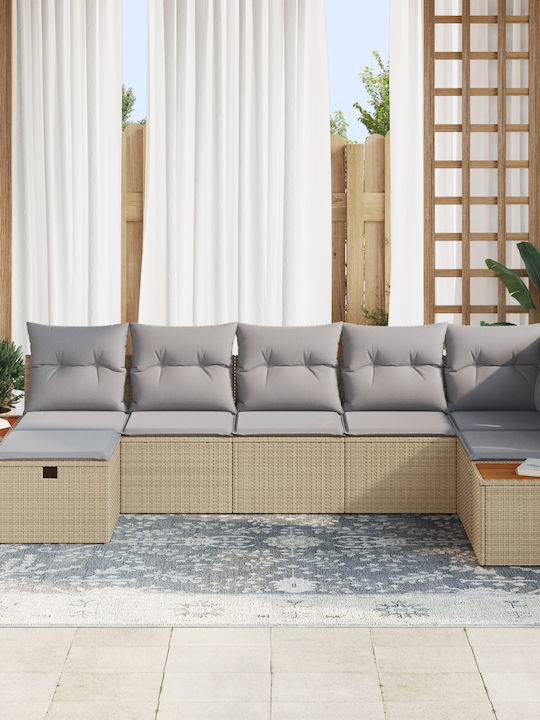 Corner Sofa Outdoor Rattan with Pillows 55x62x69cm