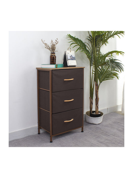 Drawers Storage Made of Wood & Fabric L75xW46xH30cm