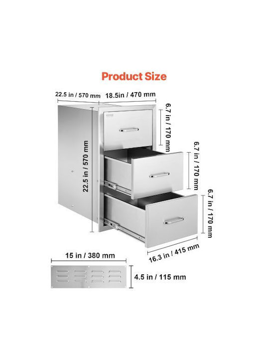 Kitchen Floor Drawer Unit Gray 46.99x57.15x57.15cm