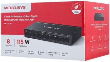 Mercusys MS110CMP v1 L2 PoE+ Switch cu 8 Porturi Gigabit (1Gbps) Ethernet