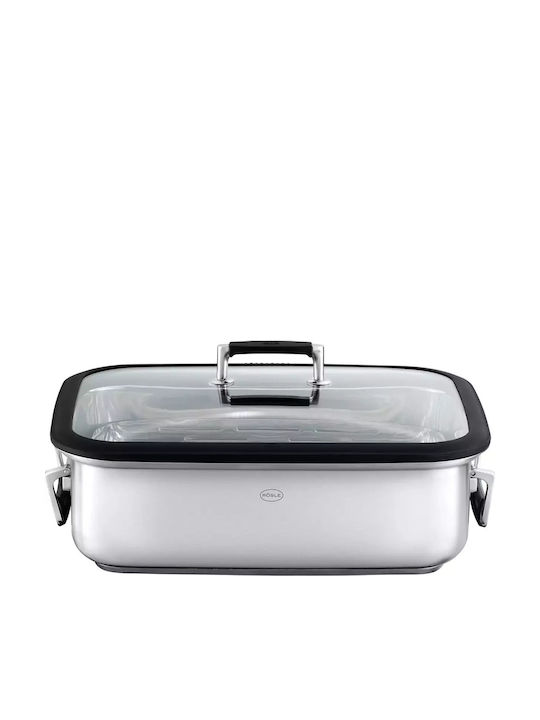 Rosle Oală Pătrată din Aluminiu cu Capac de Sticlă 40.9cm 1buc