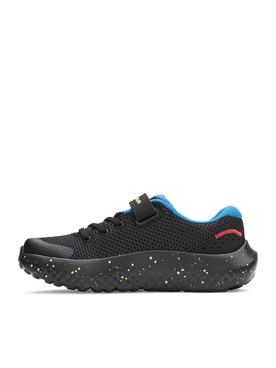 Ua Bps Surge 4 Ac Kids Sports Shoes Running with Hoop & Loop Closure Black