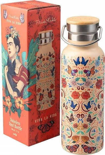 Grupo Erik Bottle Thermos Stainless Steel 500ml Frida Kahlo Viva La Vida with Handle