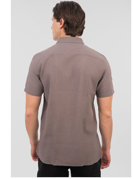 Short-sleeved Linen Shirt Fog Grey