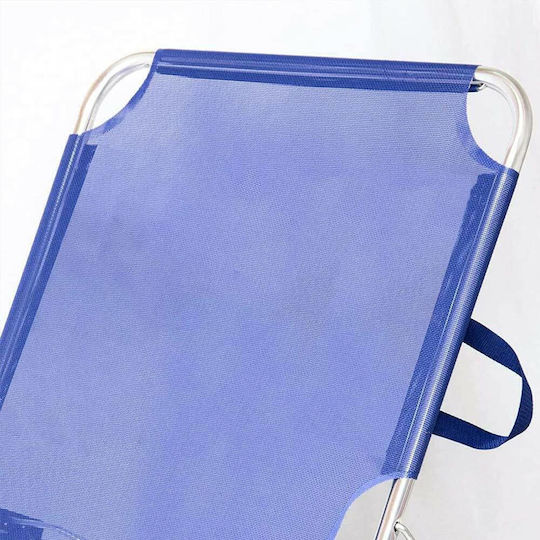 Bakaji Foldable Aluminum Beach Sunbed Blue 190x58x27cm