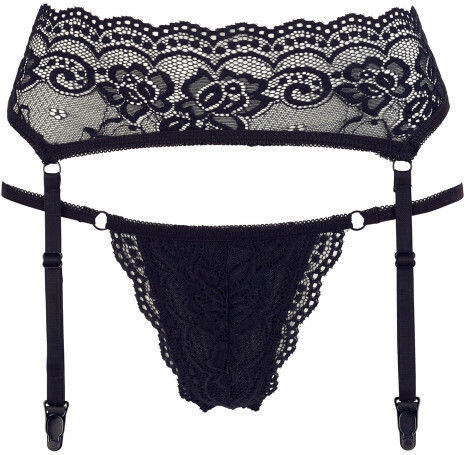 Black Floral Lace Suspender Belt String