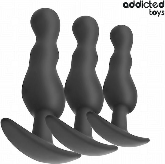Addicted Toys Πρωκτικές Σφήνες Σετ Medium Μαύρες 3τμχ
