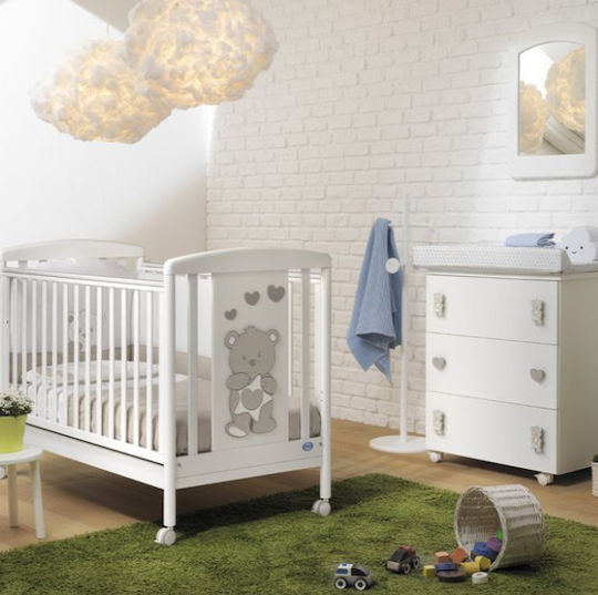 Pali Pali Babybett Love Weiß mit Räder