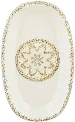 By Bone Tessera Serving Platter Oval made of Porcelain White 24x14.5cm