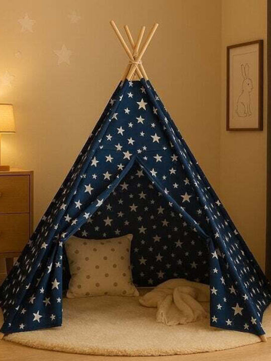 H&S Collection Kids Indian Teepee Play Tent Stars for 2+ years Blue
