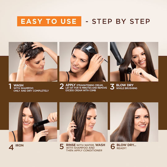 Kativa Brazilian Straightening Keratin Treatment Set for Straightening for All Types with Shampoo, Mask & Conditioner 4 Pieces