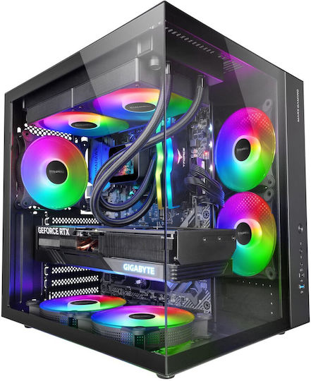 Mars Gaming Gaming Midi Tower Κουτί Υπολογιστή με Πλαϊνό Παράθυρο Μαύρο