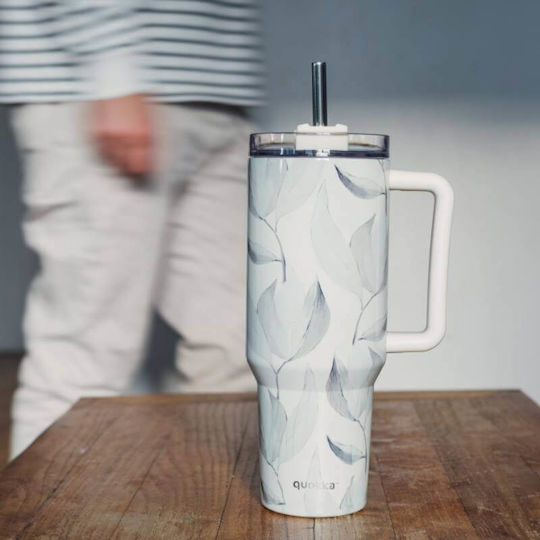 Quokka Handled Tumbler Glass / Stainless Steel BPA Free 950ml Multicolour with Handle and Straw