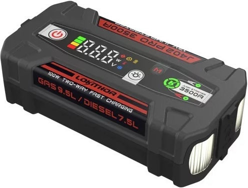 Lokithor J402 PRO Portable Car Battery Starter 6000mAh with Power Bank USB Flashlight 12V