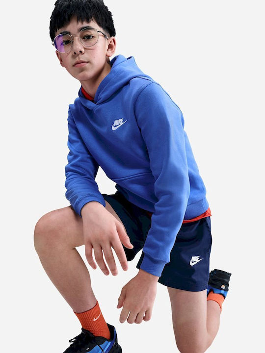 Fleece Kids Sweatshirt With Hood And Pockets Blue Sportswear Club