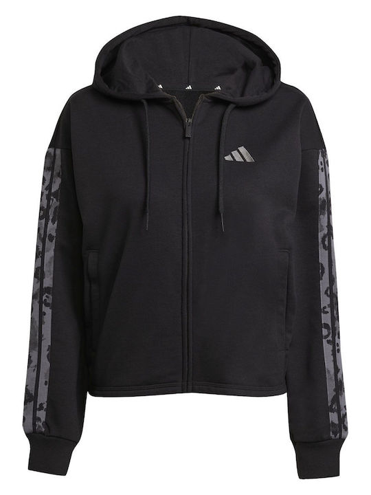 3-Stripes Women's Sweatshirt Jacket Hooded Black
