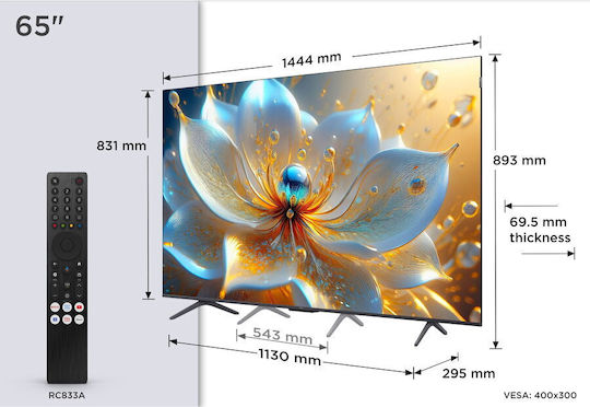 TCL Smart Τηλεόραση 65" 4K UHD QLED T8C HDR (2025) 65T8C