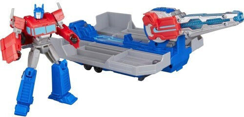Action Figure Truck to Playset: Earthspark Transformers Optimus Prime Battle Trailer 8cm.